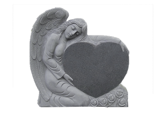 Large Angel Holding Heart 3-0x0-8x3-0 P5 Dark Cloud Grey Fully Carved Angel w/ Roses