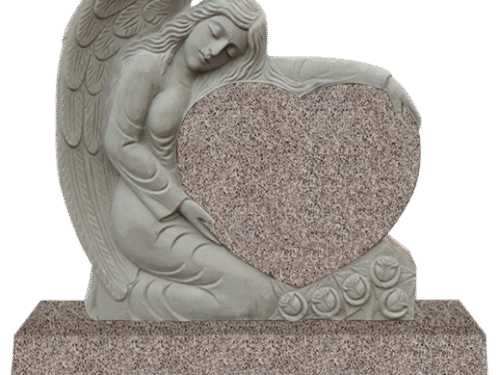 Large Angel Holding Heart 3-0x0-8x3-0 AP Imperial Rose Fully Carved Angel w/ Roses