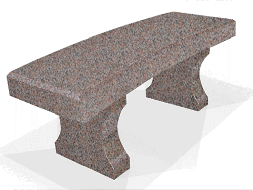 Curved Bench w/ Chamfers 4-0x1-4x0-4 AP Imperial Rose (2) Curved Legs 1-2x0-4x1-2 3" Curve on Seat, Cut From 19" Block