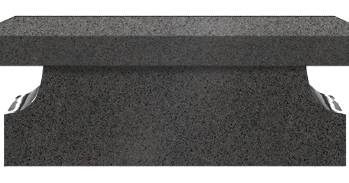 Cremation Pedestal Bench 4-0x1-2x0-4 AP Dark Cloud Grey Pedestal 3-6x0-10x1-2 w/ (2) 6"x10" Core Holes