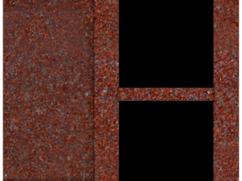 2 Niche Columbarium w/ Alcove 30.5x15.7x37.4 India Red/JB India Red Walls/Jet Black Doors; 2" Margin on Base CFS-A-139-inch