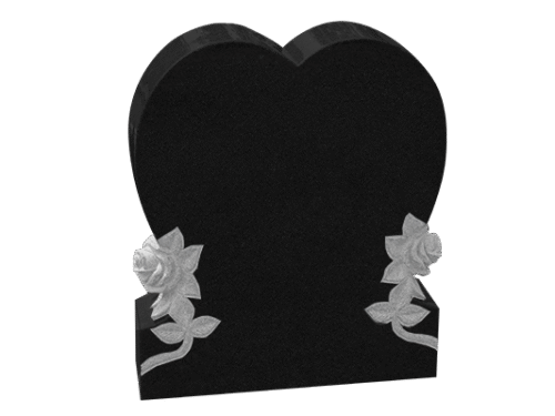 Single Heart with Flowers 2-0x0-6x2-4 AP Jet Black