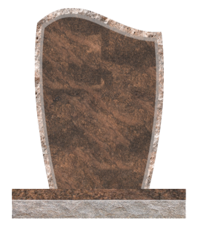 Rocked Wave 2-2x0-6x3-0 P2 Rustic Brown sawn bevel, rock border on face   -back is flat polished
