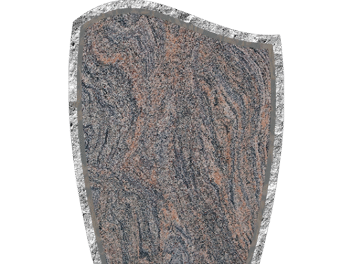 Rocked Wave 2-0x0-6x2-6 P2/BRP Paradiso sawn bevel, rock border on face   -back is flat polished